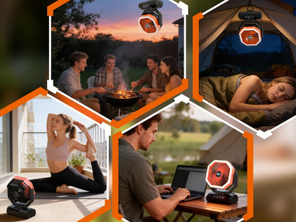 20000mAh Camping Fan with LED Light & Remote Control – 4-Speed Brushless Motor, 180° Oscillating Portable Outdoor Fan, 22-26 Hour Battery Life, 40 LEDs, Timer – for Camping, Hiking, Tent, Emergency & Home Use