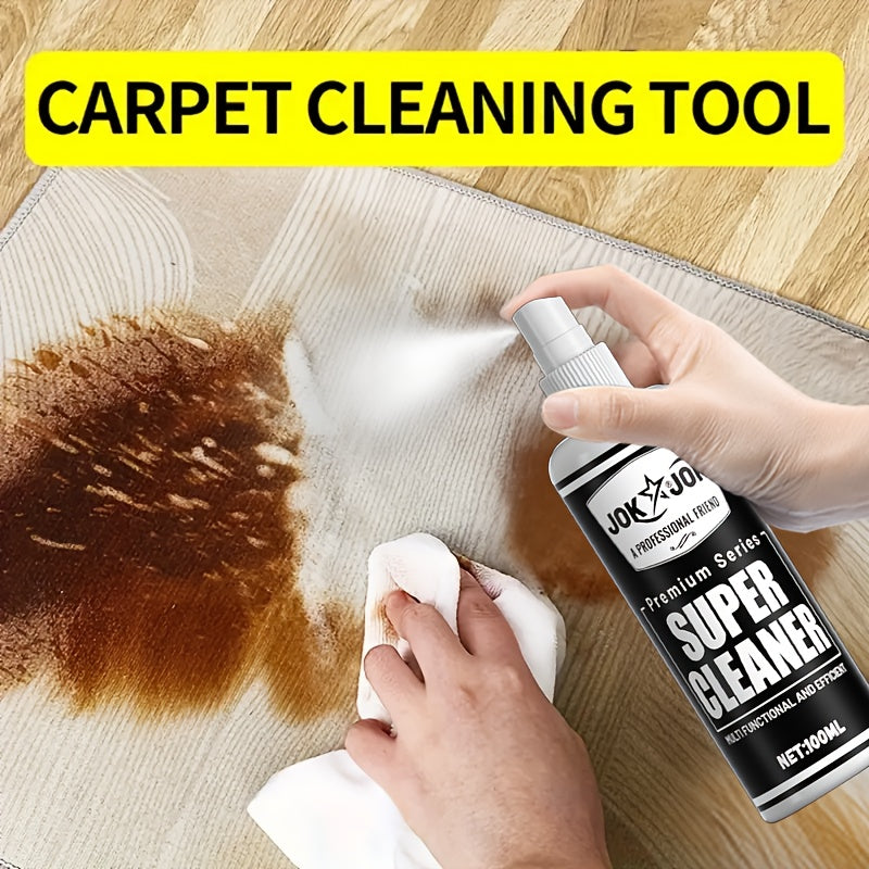 Fabric & Carpet Stain Remover Spray 3.38oz – No-Rinse Fast-Acting Upholstery Cleaner & Deodorizer for Sofas, Curtains, Bedding, Rugs & Car Interiors, Includes Towel