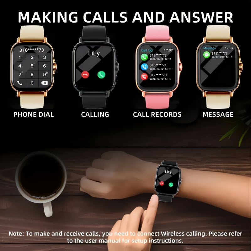 Large Screen Smart Watch HD Voice Call Fitness Tracker Unisex Compatible iPhone Android Multiple Sports Modes Heart Rate Monitor Message Reminder Outdoor Sports Daily Wear Holiday Gift