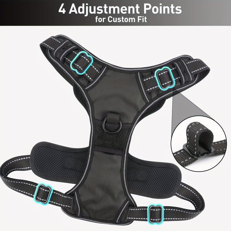 No Pull Dog Harness and Leash Set – Adjustable Reflective Oxford Vest Harness with 5-Foot Padded Handle Rope for Medium to Large Dogs, Quick-Release Buckles, Sizes S-XL, 5 Colors