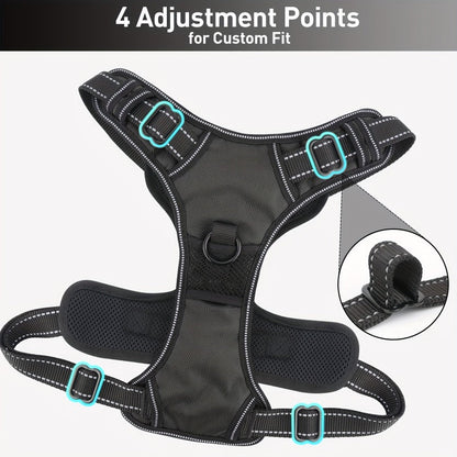 No Pull Dog Harness and Leash Set – Adjustable Reflective Oxford Vest Harness with 5-Foot Padded Handle Rope for Medium to Large Dogs, Quick-Release Buckles, Sizes S-XL, 5 Colors