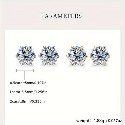 Moissanite Stud Earrings for Women S925 Sterling Silver – 0.5CT 1CT 2CT 3CT Vintage Style Diamond Alternative Earrings in Gold Silver Elegant Jewelry Gift