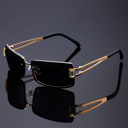 Rhinestone Square Party Glasses for Women & Men – Bold Hip Hop Rave Festival Eyewear, Luxury Crystal Decoration, Color Options, Includes Case & Cleaning Cloth