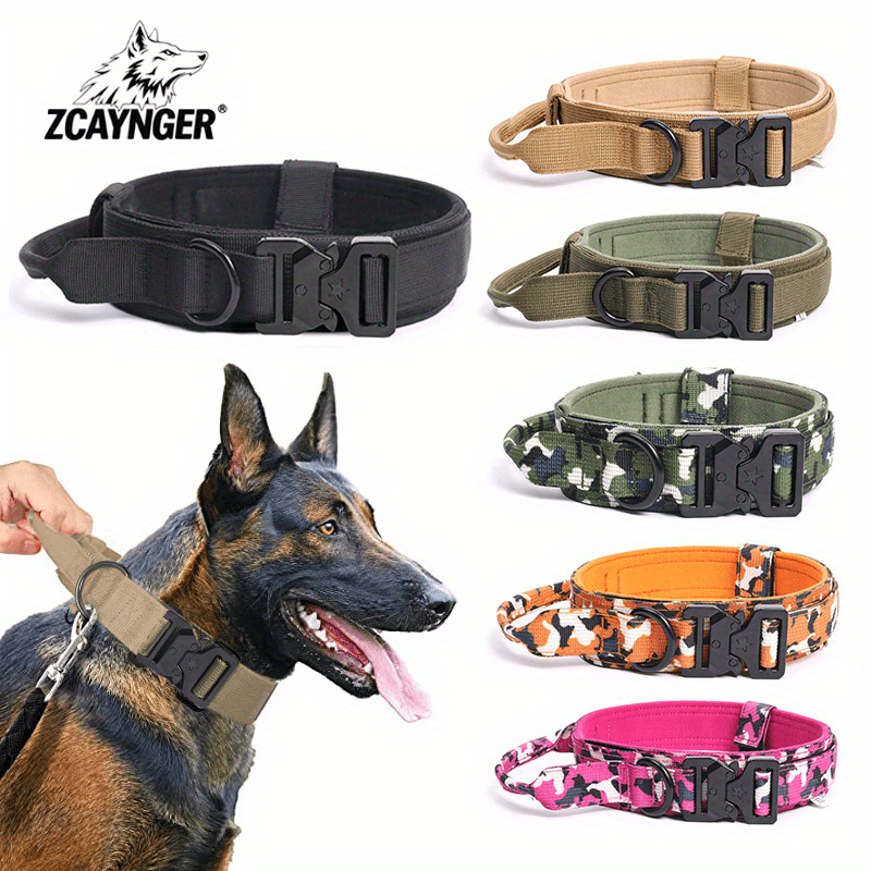 Heavy Duty Tactical Dog Collar with Handle & Quick-Release Metal Buckle – 1.8" Wide Nylon Collar for Medium & Large Dogs, Ideal for Training, Agility, Outdoor & Search & Rescue