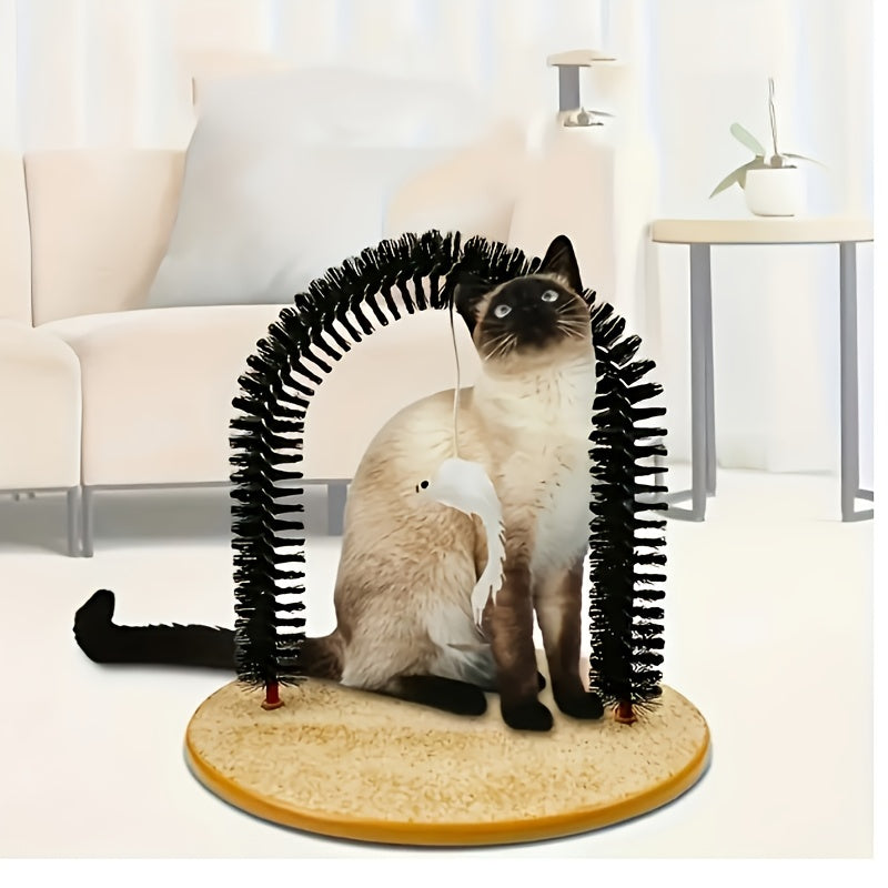 Cat Arch Self-Grooming Massage Toy – Interactive Scratch, Rub & Groom Tool for Cats & Kittens, Plastic Bristle Arch, 13 Inch, Stress Relief & Entertainment for Indoor Cats