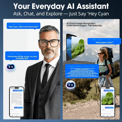 AI Smart Glasses with 8MP HD Camera Touch Control ChatGPT Real-Time Translation Wireless Calling Blue Light Protection Noise Reduction Dual Mics Photochromic Lens for Cycling Driving Travel Office