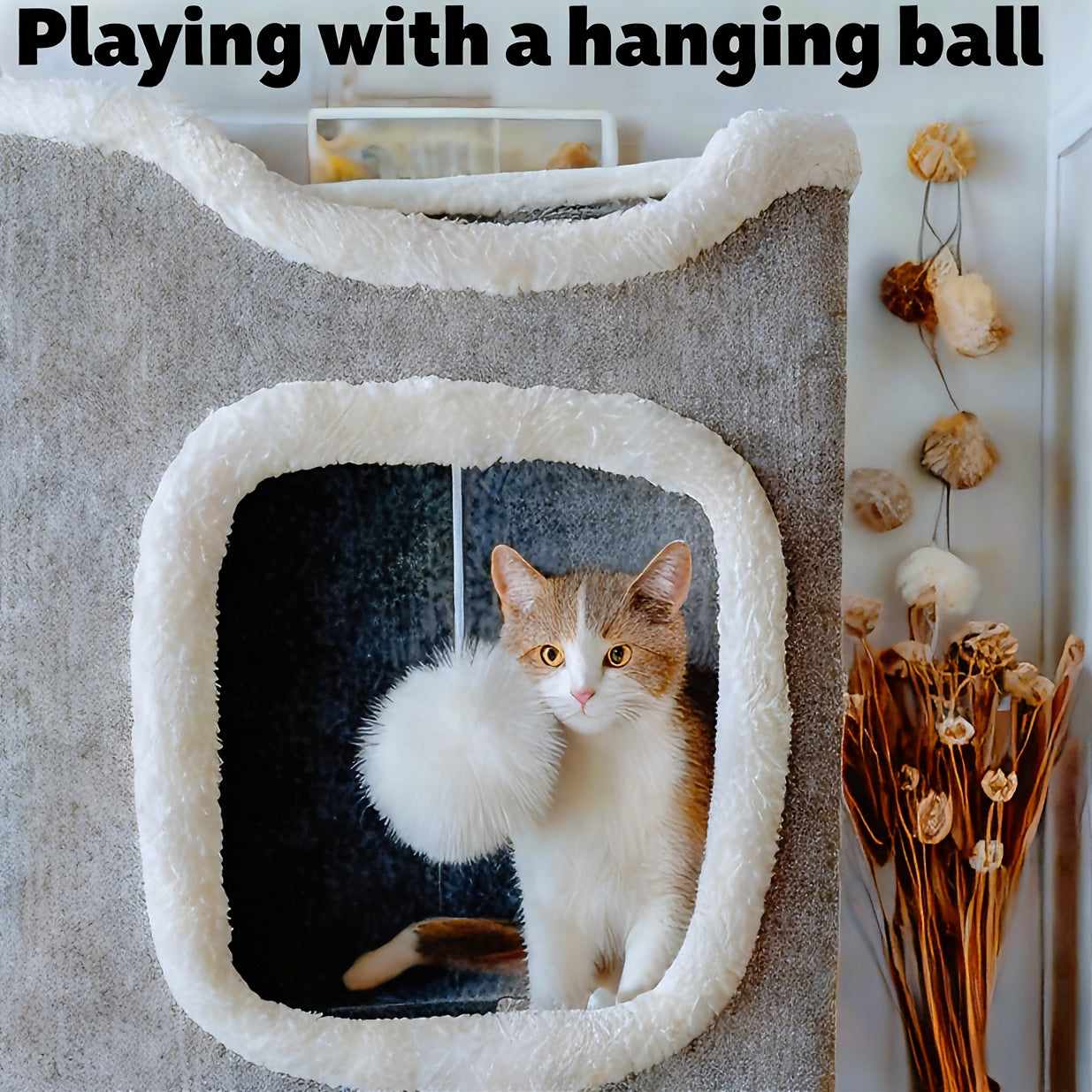 Foldable Multi-Level Cat Tree Tower for Indoor Cats - Scratch-Resistant Cat House with Cozy Top Bed Hideaway and Bell Balls, 1 to 3 Layers Cat Furniture for Climbing Playing and Resting