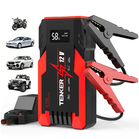 4000A/6000A Car Jump Starter with 150 PSI Air Compressor – 2-in-1 Portable Battery Booster & Tire Inflator, USB Fast Charge Power Bank, 3-Mode Flashlight for Cars, Trucks, Motorcycles & SUVs
