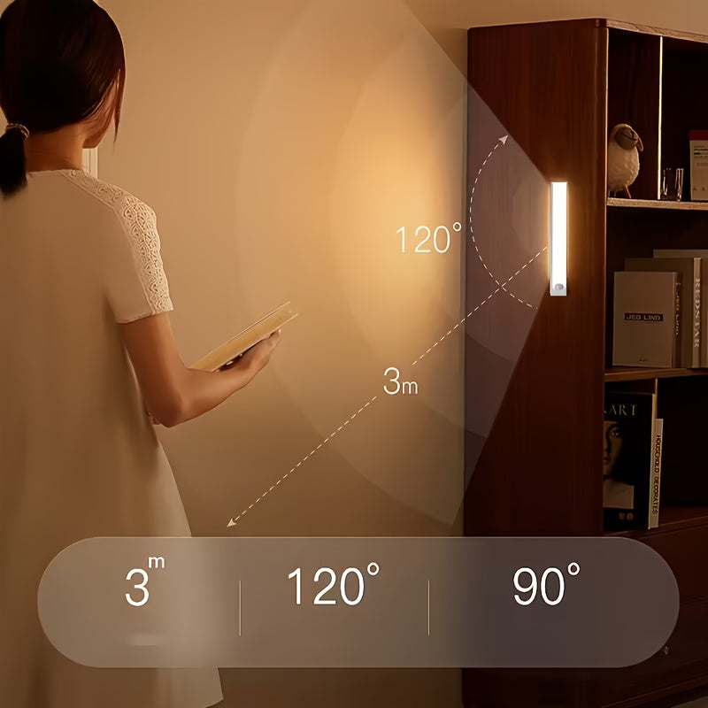 USB-C Rechargeable LED Motion Sensor Cabinet Lights 3 & 6 Pack – Wireless Magnetic Under Cabinet Night Light with 3 Modes for Kitchen, Closet, Stairs, Hallway & Bathroom, 10cm/20cm/30cm