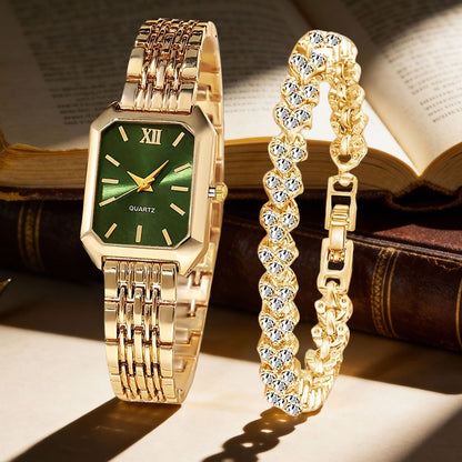 Set of 2 Women's Vintage Heart-Shaped Chain Quartz Watches – Elegant Analog Pointer Style, Gold & Silver Tone, Perfect Gift for Birthdays, Christmas & New Year