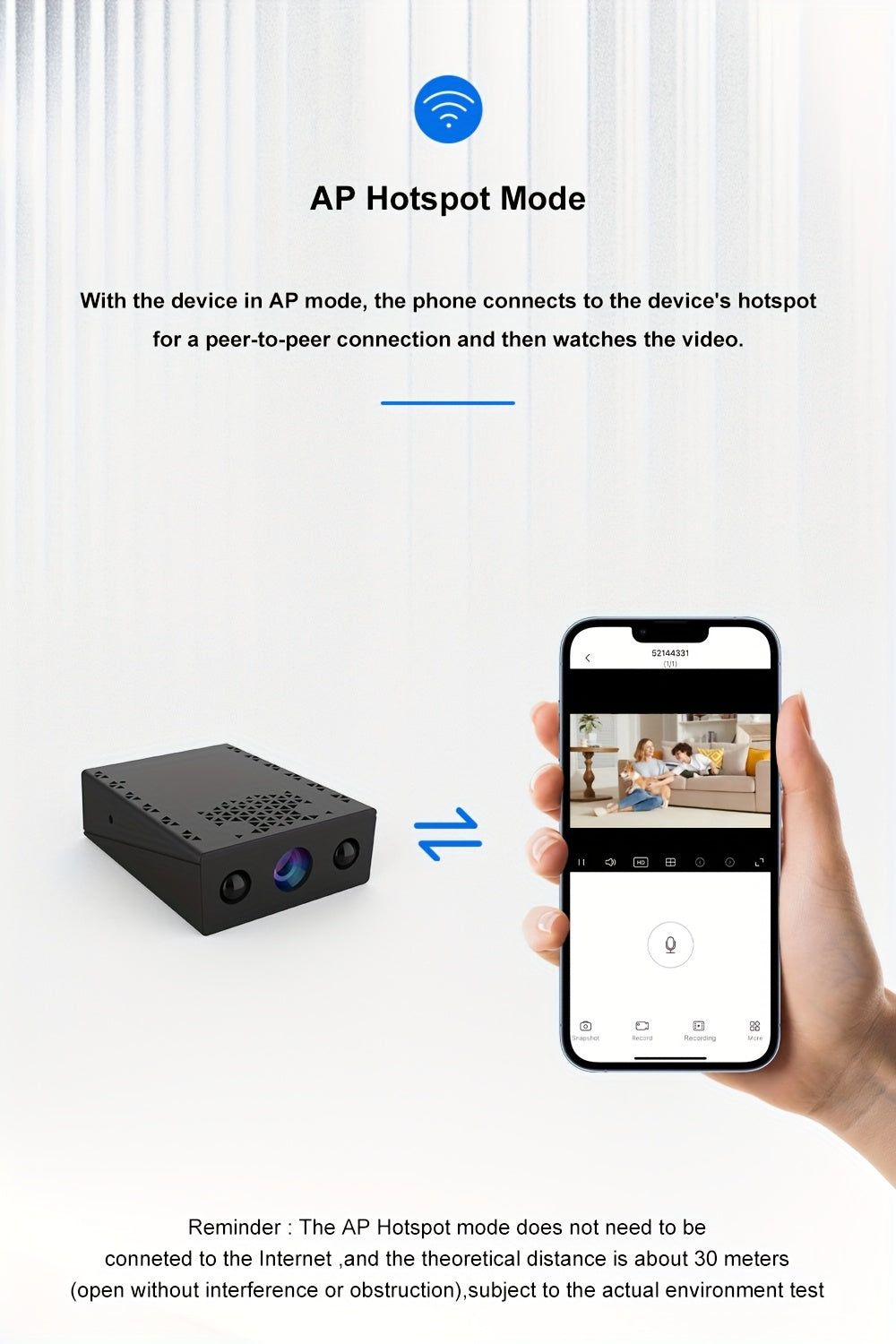 1080P Mini Wireless Security Camera – Night Vision, Motion Detection, Built-In AP Hotspot, No Internet Needed, Voice Recording, Cloud Storage, Easy Install for Home, Garage, Baby & Pet Monitoring