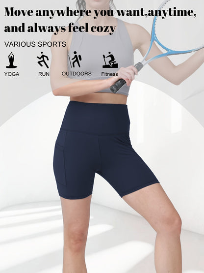 High-Waisted Yoga Shorts for Women, Sweat-Absorbing High-Elasticity Cycling Shorts with Tummy Control, Stretchy Training Running Sports Shorts for Gym Fitness Casual Wear