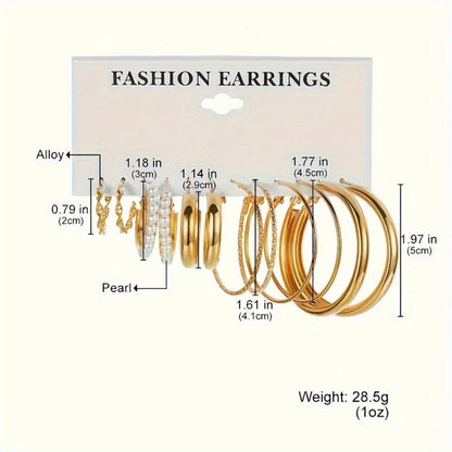 36 Piece Gold Hoop Earrings Set for Women – Fashion Rhinestone Accent Hoop Earrings with 316L Stainless Steel Posts, Hypoallergenic Earring Set for Daily Wear Parties and Gift
