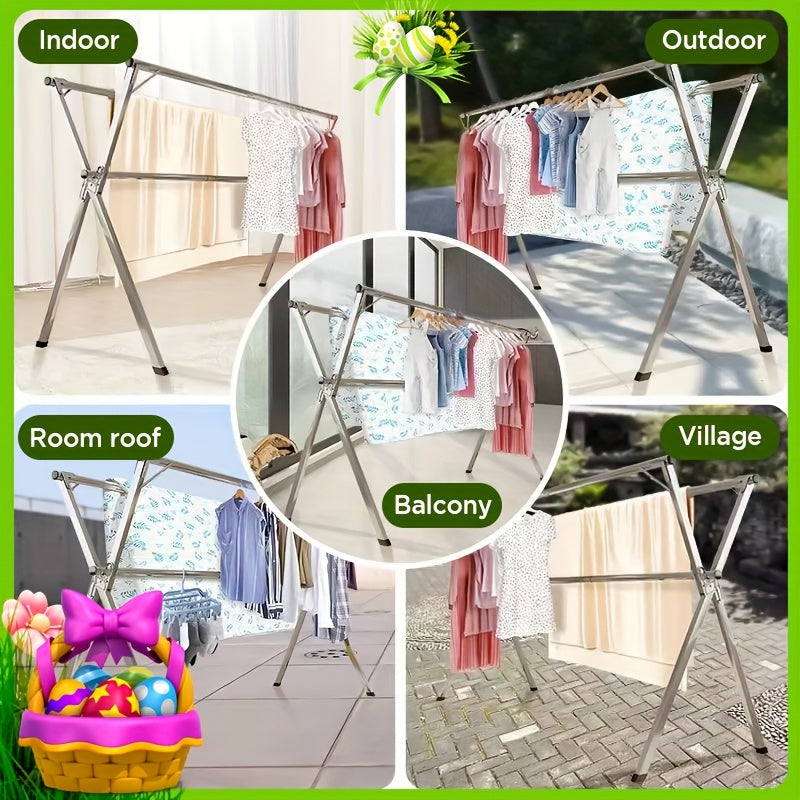 Clothes Drying Rack Stainless Steel 63" & 78.7" Retractable Foldable Heavy Duty Laundry Drying Rack, Collapsible Indoor Outdoor Clothesline with Adjustable Length for Balcony Bedroom Laundry Room