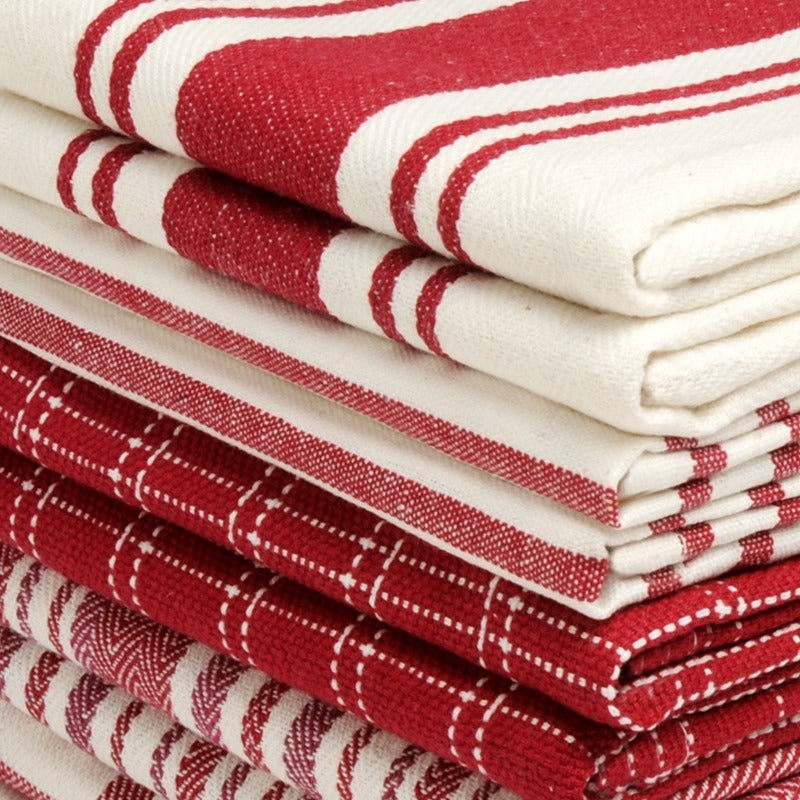 Cotton Kitchen Towels 10 Pack Flat Weave – 100% Cotton Absorbent Quick-Dry Dish Towels for Cooking Cleaning Drying, Lint-Free Reusable Cloth Towels Blue Sage Teal Black Olive Gray Yellow Red Beige