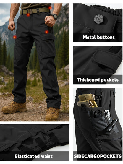 Men's Tactical Winter Pants Heavy-Duty Thickened Insulated Work Pants, 300g/m² 100% Polyester MOLLE System Multi-Pocket Baggy Snow Pants for Hiking Hunting Construction Outdoor