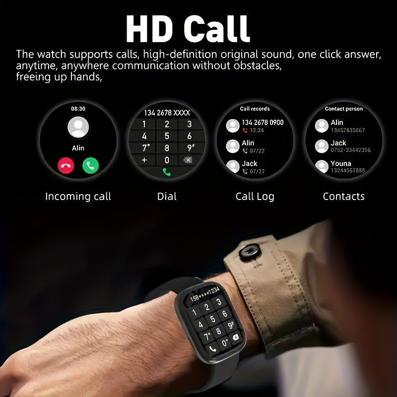 Smartwatch 2.01 Inch Touchscreen with HD Bluetooth Calling, Dual Strap, 100+ Sport Modes, Step & Calorie Tracker, Music & Notifications, Compatible with Android & iPhone - Unisex Fitness Smart Watch