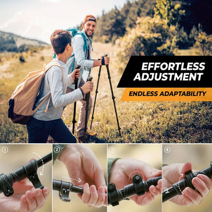 Trekking Poles 2 Pack Aluminum Alloy Lightweight Collapsible Telescopic Hiking Sticks Quick Lock for Men Women – Hiking Camping Backpacking Trail Walking Black Silver Green