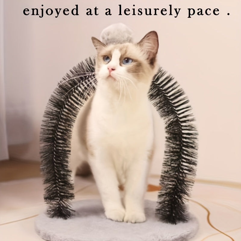 Cat Arch Self-Grooming Massage Toy – Interactive Scratch, Rub & Groom Tool for Cats & Kittens, Plastic Bristle Arch, 13 Inch, Stress Relief & Entertainment for Indoor Cats