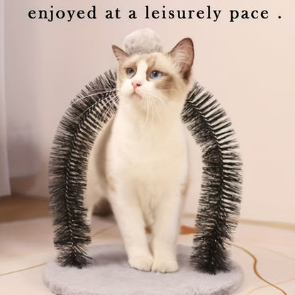 Cat Arch Self-Grooming Massage Toy – Interactive Scratch, Rub & Groom Tool for Cats & Kittens, Plastic Bristle Arch, 13 Inch, Stress Relief & Entertainment for Indoor Cats