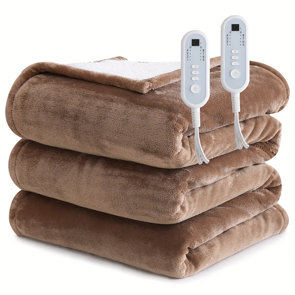 Electric Heated Blanket Flannel Extra Large with 8 Temperature Levels 10-Hour Auto-Off PTC+NTC Overheat Protection Machine Washable – Throw Twin Full Queen King Sizes