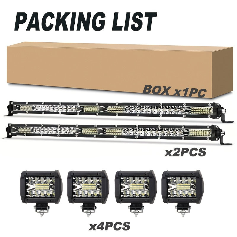 LED Work Light Bar Kit for Off-Road Truck Jeep SUV UTV ATV Tractor – 22" & 10" Light Bar + 4" LED Pods, 2000-3000 Lumens, 12-24V, No Battery Required, Multiple Configurations