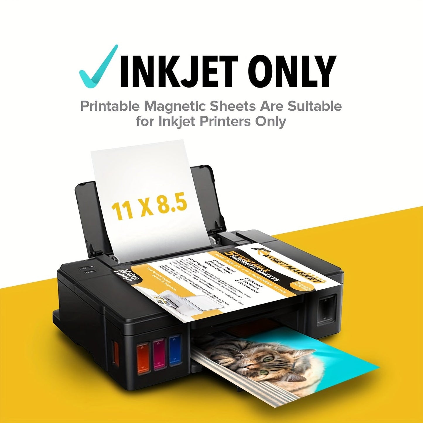 Printable Magnetic Sheets Flexible Non-Adhesive Matte – 6"x8" & 8.5"x11" Inkjet & Laser Compatible Magnet Paper for Photo Magnets, Car Magnets & DIY Crafts, 10 / 15 / 20 Pack