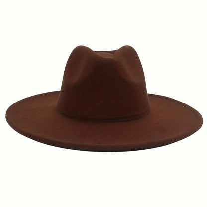 Wide Brim Cowboy Hat for Men & Women – Western Felt Fedora Cowgirl Cap, Classic Jazz Panama Trilby Style, Sun Hat for Outdoor Festivals, Travel & Everyday Casual Wear
