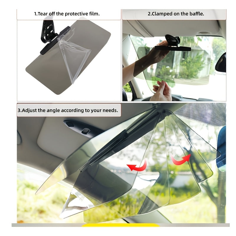 Car Sun Visor Extender UV400 Polarized Anti-Glare Shield Adjustable Clip-On Sun Blocker Universal Fit for Safe Comfortable Driving Day and Night
