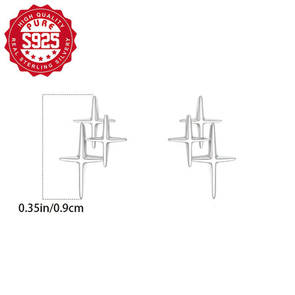 S925 Sterling Silver Minimalist Starburst Stud Earrings for Women – Elegant Sunburst Design, Versatile Everyday & Party Jewelry, All Year Round Style, Gift Bag Included