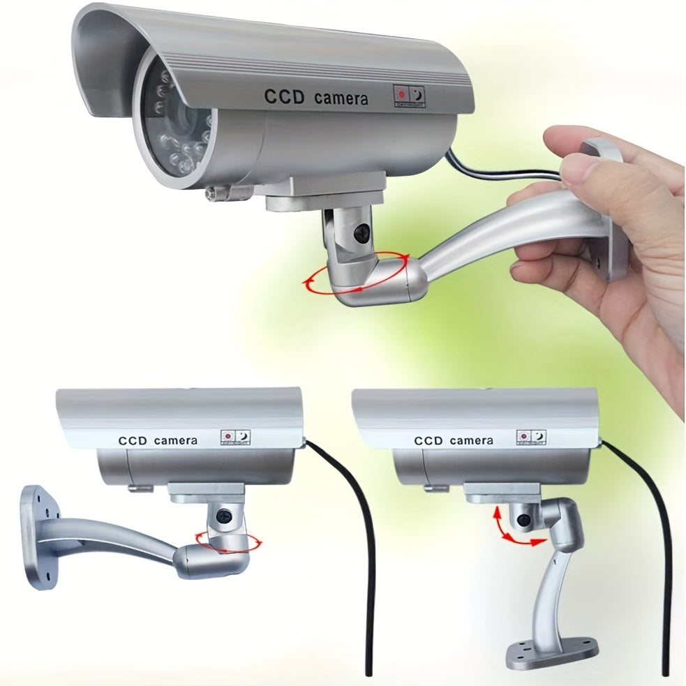 Dummy Security Camera Fake CCTV Surveillance System – Realistic Simulated LED Lights, Adjustable Mount & Warning Stickers, Indoor & Outdoor Home Security Decoy Camera – 2 or 4 Pack