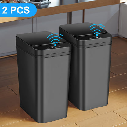 Automatic Touchless Trash Can 2-Pack – 2.8 Gallon Motion Sensor Garbage Can with Lid, Slim Smart Trash Bin for Bathroom, Bedroom, Office & Living Room