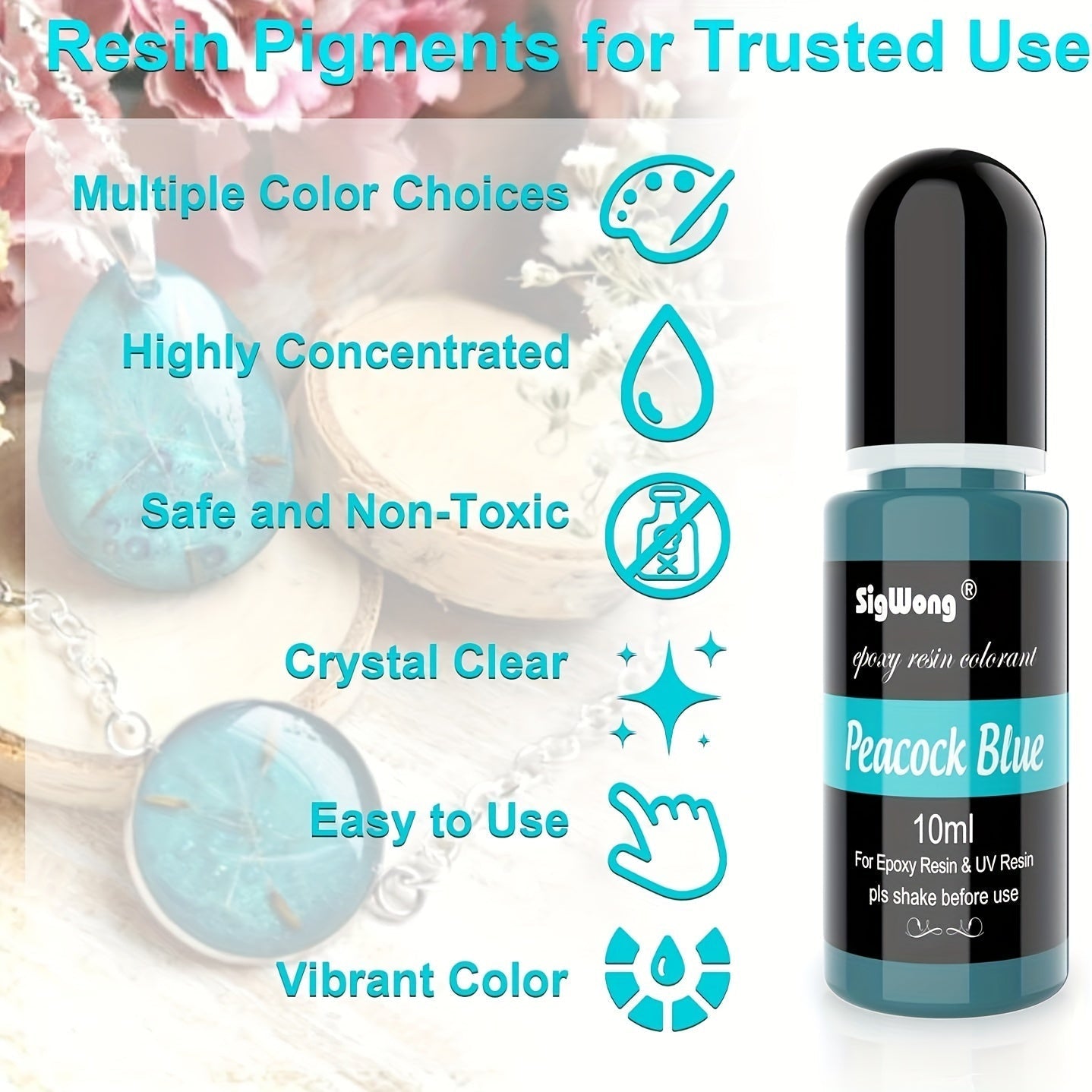 24 Color Liquid Epoxy Resin Colorant Set - Highly Concentrated Resin Dye for Jewelry Making, Resin Art, Painting and DIY Crafts, 0.35oz / 10ml Each, Complete Color Kit for Beginners and Artists