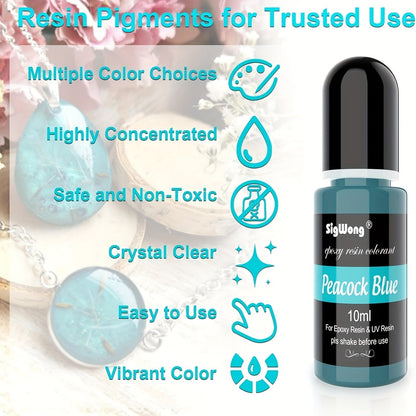 24 Color Liquid Epoxy Resin Colorant Set - Highly Concentrated Resin Dye for Jewelry Making, Resin Art, Painting and DIY Crafts, 0.35oz / 10ml Each, Complete Color Kit for Beginners and Artists