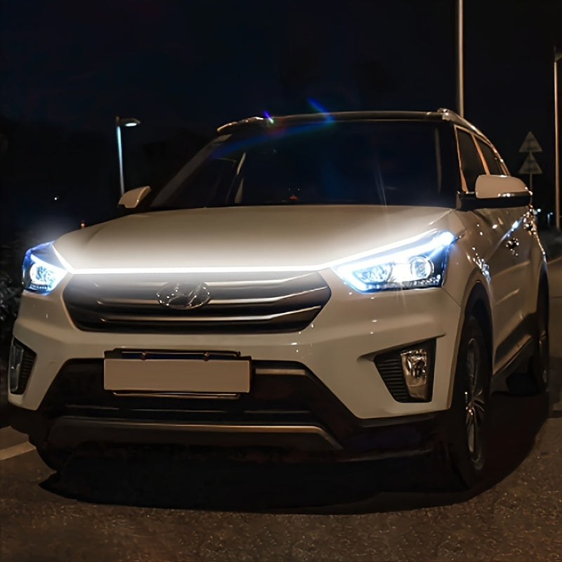 70 Inch LED Engine Bay Light Strip White High Brightness 2000-3000 Lumens Auto Welcome Mode Steering Effect 12V Hardwire for Cars SUVs - Under Hood Ambient Lighting