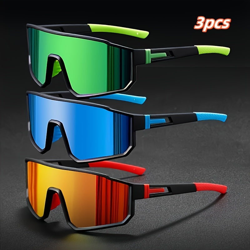 3-Pack Mirrored Sunglasses Set for Men & Women – Colorful Polycarbonate Fashion Glasses, Durable Frame, UV Protection, Perfect for Beach, Festival & Casual Wear