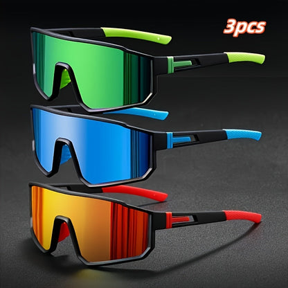 3-Pack Mirrored Sunglasses Set for Men & Women – Colorful Polycarbonate Fashion Glasses, Durable Frame, UV Protection, Perfect for Beach, Festival & Casual Wear