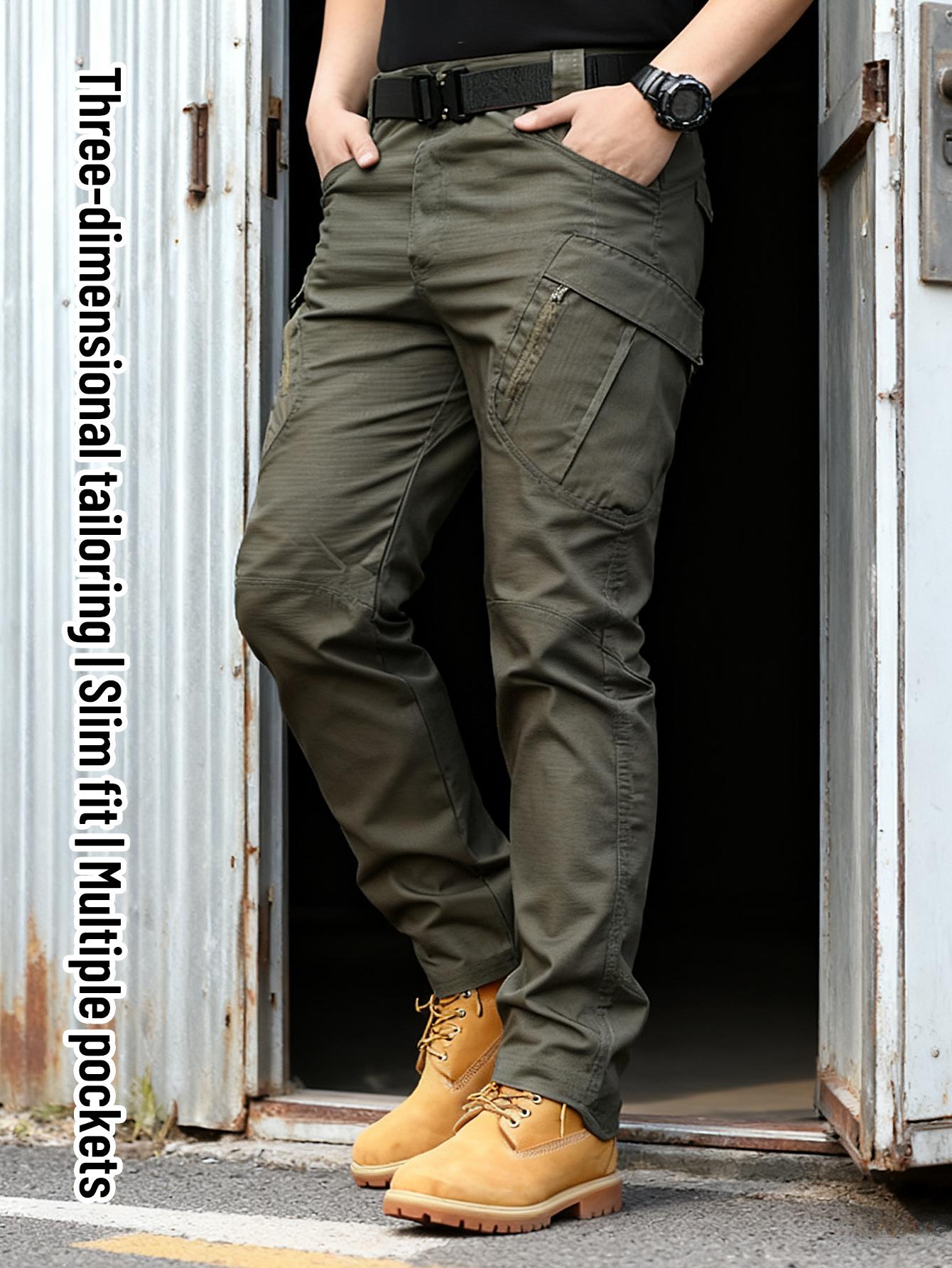 IX9 Men's Tactical Cargo Pants Slim Fit – Quick-Dry Breathable Tear-Resistant Multi-Pocket 3D Cut Outdoor Work Pants for Hiking Camping Climbing Fishing S-XXXL