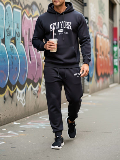 Men's 6-Piece Tracksuit Set Hoodie & Jogger Pants - City Print Street Style Sportswear for Jogging Outdoor Fitness Casual Wear S-XXL