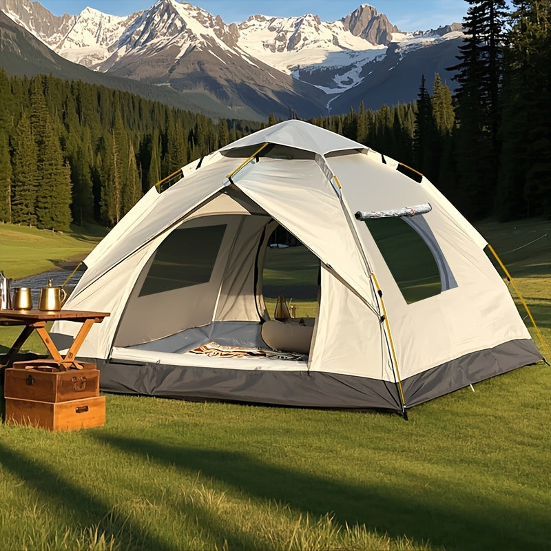 Pop Up Camping Tent Automatic Instant Setup, Waterproof Windproof UV Protection, 4-6 Person Family Tent with Double Door & Windows, Portable Foldable Design for Camping, Hiking, Beach & Outdoor Vacations