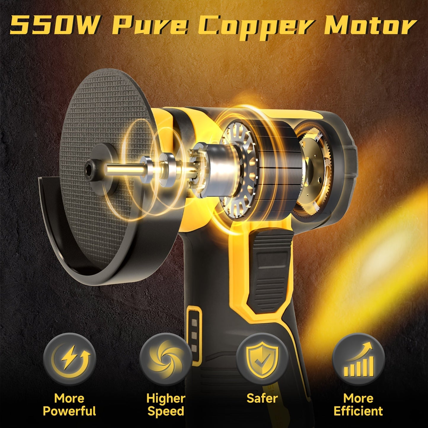 Mini Cordless Angle Grinder 19500 RPM Lithium Battery – Electric Grinding & Polishing Tool for Metal, Wood, Stone & Concrete, Precision Cutting Machine with 1 or 2 Batteries Included, Gift for Men
