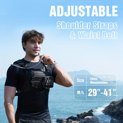 Running Hydration Vest with 3L Water Bladder Lightweight Adjustable Chest Pack Reflective Gear Holder for Men Women Marathon Trail Running Hiking Black Gray Camo Olive