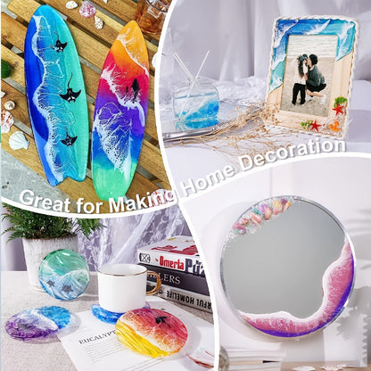 Ocean Wave Resin Paint Set 3 Colors White Sea Blue Deep Blue High Concentration Oil-Based Pigment Fade-Resistant Dye for Epoxy Resin Art Crafts 1.69oz Each