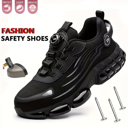 Steel Toe Work Shoes for Men Slip Resistant Safety Boots Breathable Composite Toe Sneakers Abrasion Resistant Construction Work Boots Black Dark Gray US 6-11