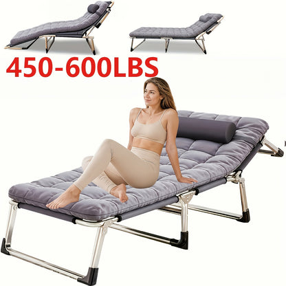 Heavy Duty Folding Camping Bed with Flip-Up Mattress Included 450-600 lbs 70-75 Inch Portable Guest Bed for Adults Teenagers Travel Garden Balcony Outdoor
