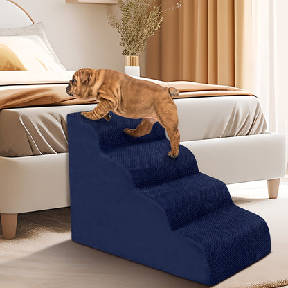 Memory Foam Dog Steps Pet Stairs 2 3 4 Step with Non-Slip Bottom & Washable Cover – Supportive Pet Steps for Sofa Bed, Great for Senior Dogs & Puppies, Multiple Colors