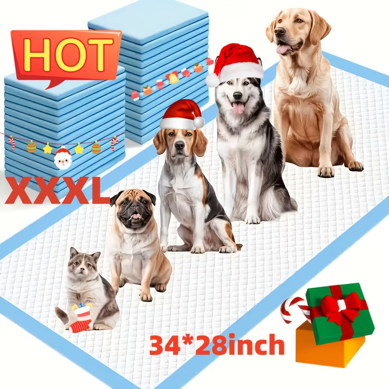 XXXXL Dog Pee Pads 34"x28" – Super Absorbent Leak-Proof Odor-Control Disposable Pet Training Pads, Bulk Pack for Dogs Puppies & Cats, Easy Potty Training & Accident Protection