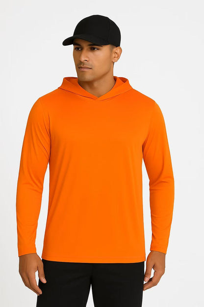 Men's UPF 50+ Sun Protection Long Sleeve Hoodie – Quick-Dry Moisture-Wicking Lightweight UV Shirt for Hiking, Fishing & Outdoor Activities, High Visibility Active Wear, Sizes S-XXXL