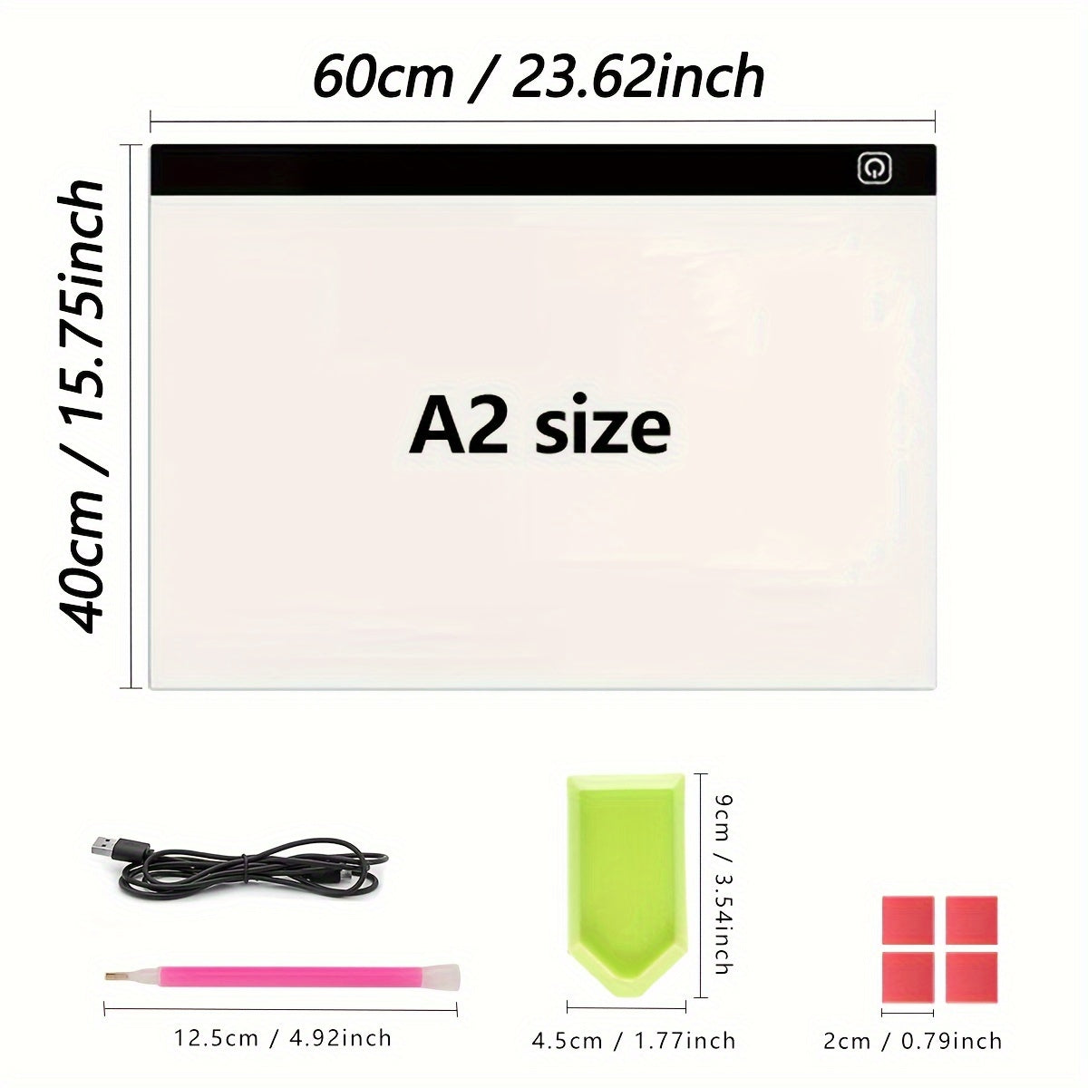 LED Light Pad for Diamond Painting – A2 A3 A4 A5 USB Powered, Adjustable Brightness, Ultra-Thin Light Board for Tracing Sketching Drawing Animation Stencil Art Craft, Optional Bracket & Drill Pen