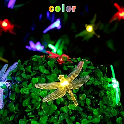 Solar Dragonfly String Lights Outdoor Waterproof – 236 Inch 30 LED 8 Modes Solar Powered Fairy Lights for Garden, Patio, Balcony, Yard & Christmas Decoration, Warm White & Color Options